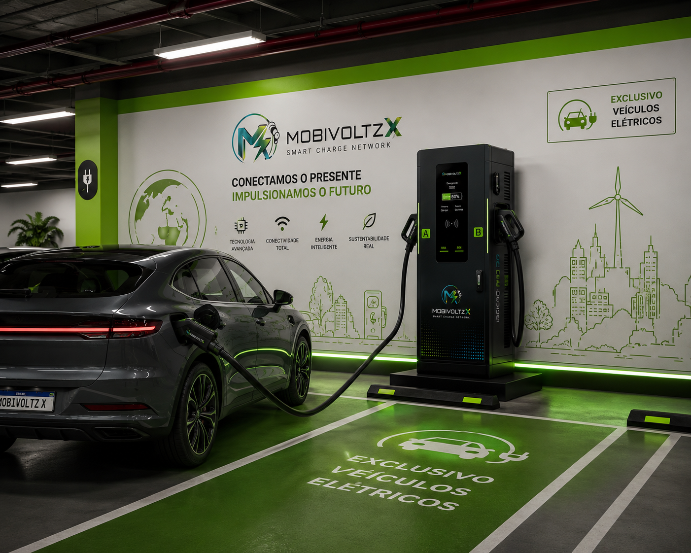 Estação MobivoltzX com tecnologia OCPP e gestão inteligente